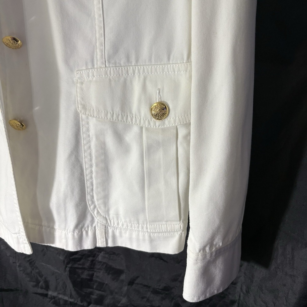 Lauren Ralph Lauren Womens Sz M Military 5 Pocket Jacket White w/Gold Buttons - Picture 3 of 10